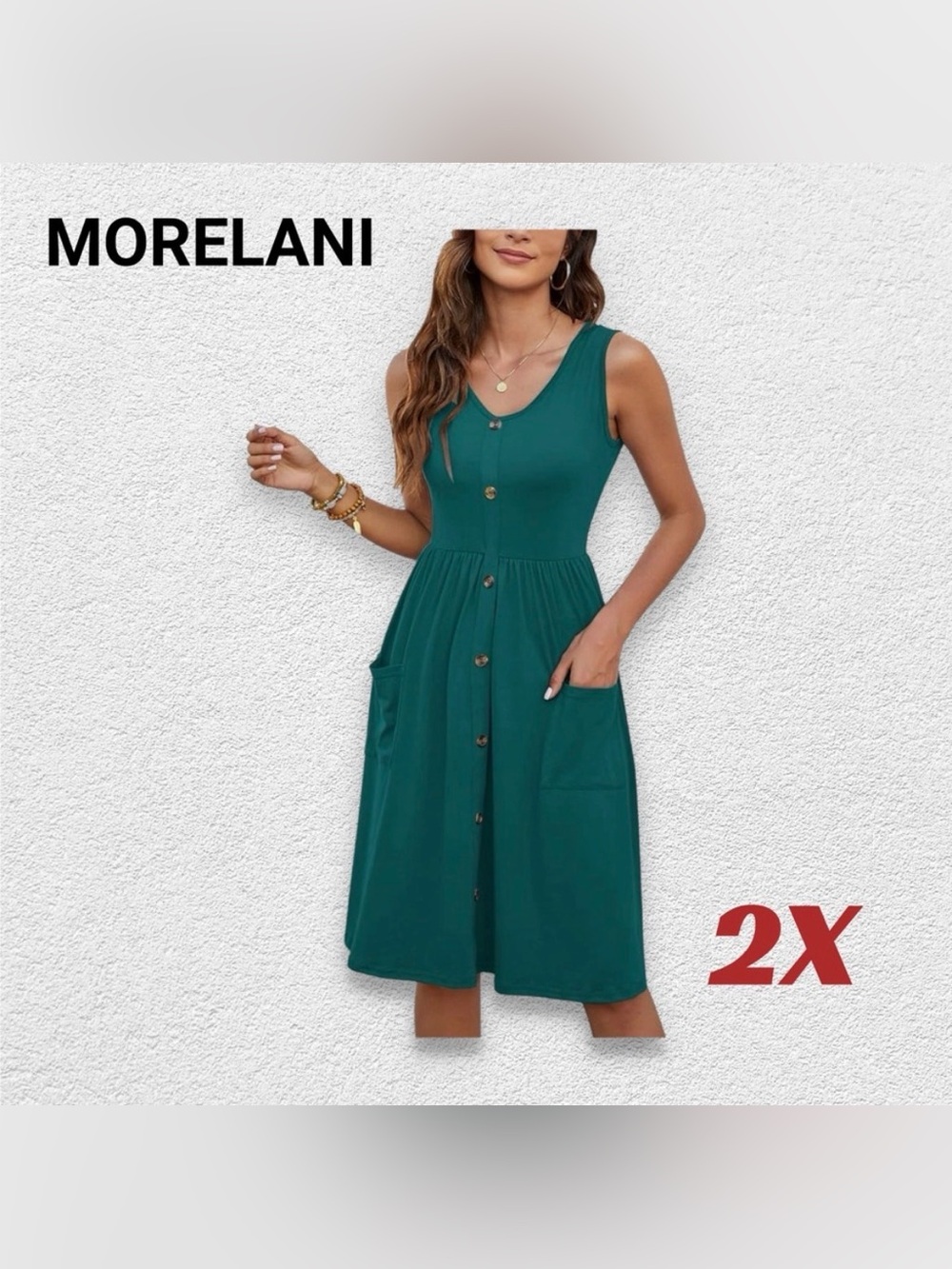 🇨🇳👍GUC MOLERANI | 2X | Casual everyday comfy Dark Teal Midi summer dress